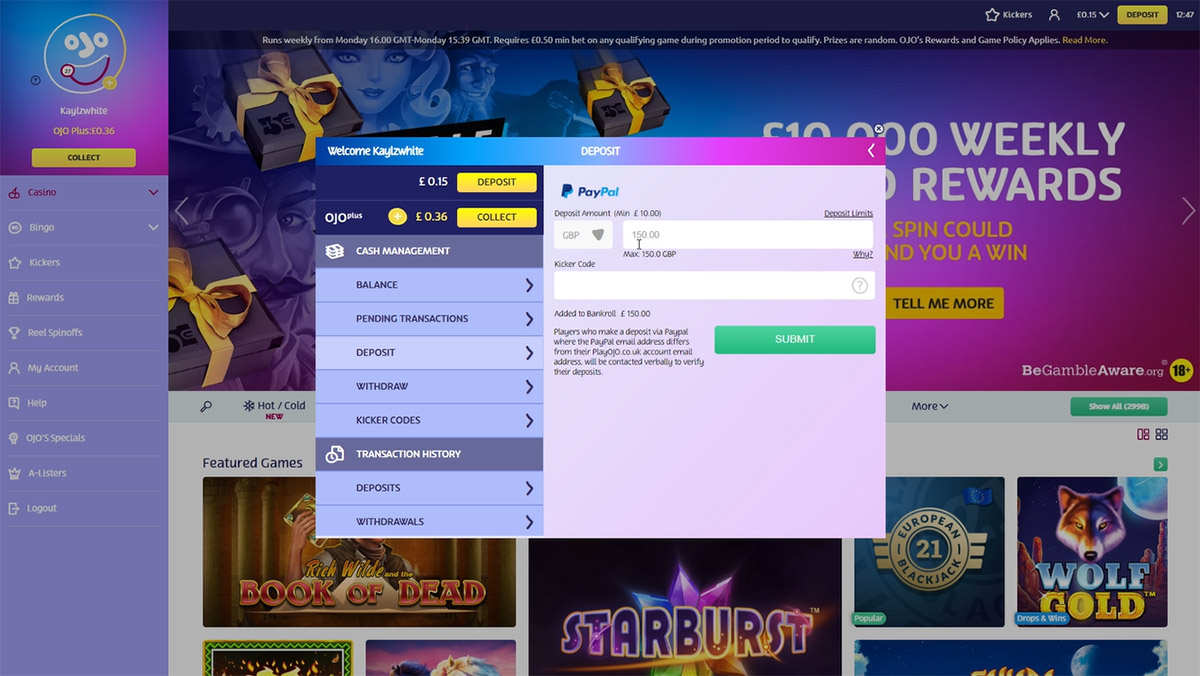 PlayOJO Bingo Deposit & Withdrawal (Full Review)
